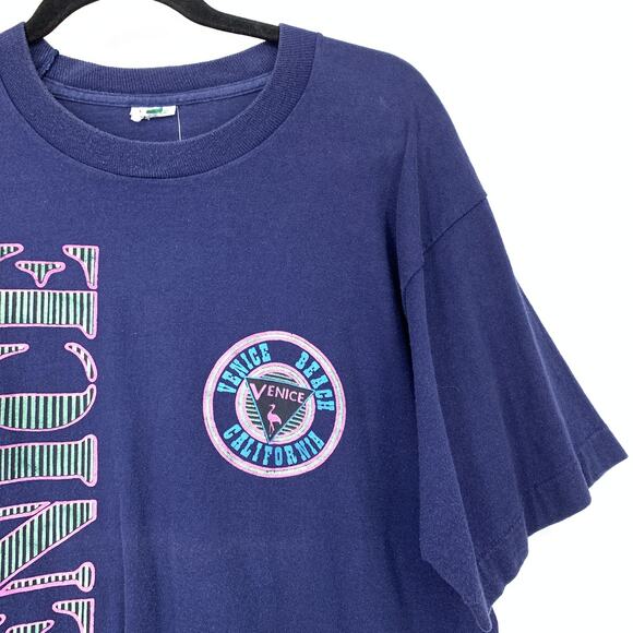 Vintage Venice Beach Crew Neck T-Shirt Mens Size Large Blue Short Sleeve - Picture 3 of 5